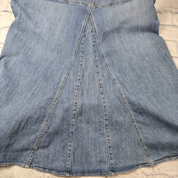 Vintage Fashion Bug Maxi Denim Skirt Modest Embroidered Pockets Back Pleat sz 12 - Picture 11 of 12